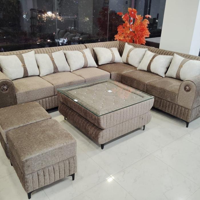 L-Shaped Sectional — Taupe — Furniture Mall, R.P.S. More, Bailey Road, Patna